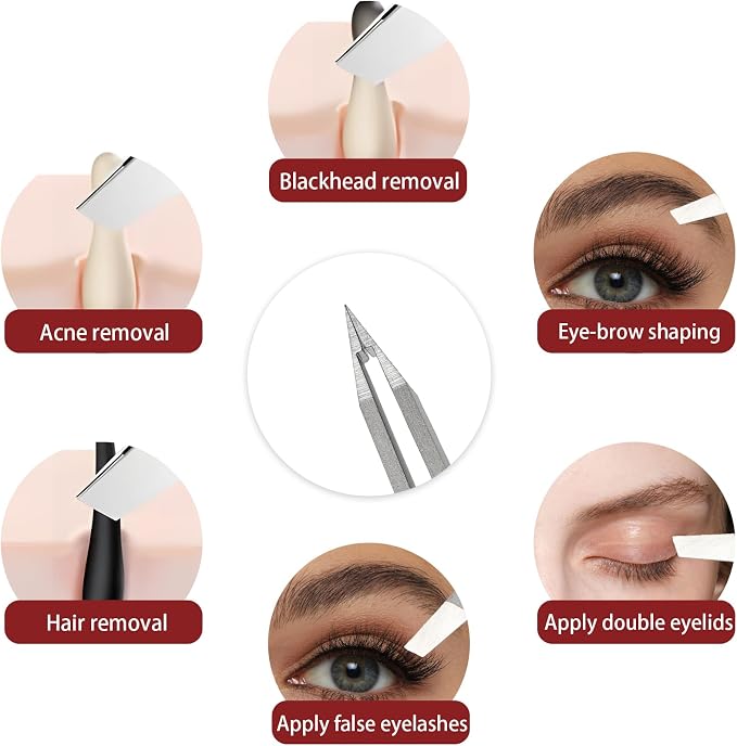 Tweezers for Women Facial Hair, Precision Slant Eyebrow Tweezers, Sharp Plucker - Image 5