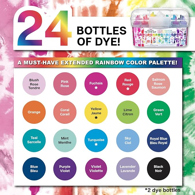 Tulip One-Step Tie-Dye Color Spectrum Tub, 24 Bottles, Rainbow Colors, - Image 5