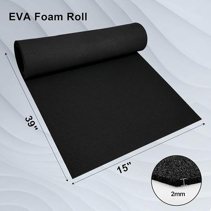 biguphate EVA Foam Roll - 2mm Black Ultra High Density Craft Foam - 15 x 39 - Image 2