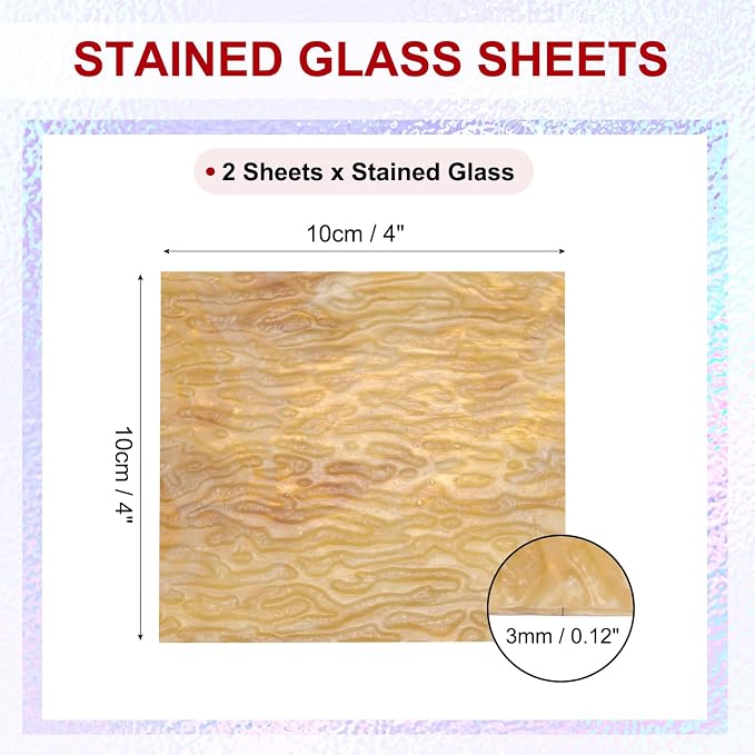 PATIKIL 4 x 4 Inch Transparent Stained Glass Sheets, 2 Sheets Mosaic Glass - Image 2