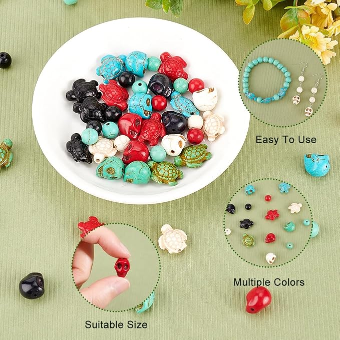 arricraft 190 Pcs Skull Gemstone Beads Kits, Including 50 Pcs Tortoise Beads - Image 4