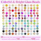 XSEINO About 7200+ pcs 6mm Glass Beads Bracelet Making Kit, 144 Assorted - Image 2