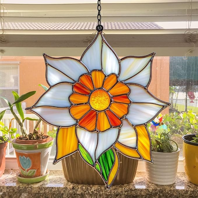 Narcissus Mosaic Style Acrylic Suncatcher Stained Glass Effect Window Car - Image 4
