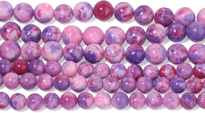 60pcs Round Loose Purple&Pink Fire Agate Beads - Image 8