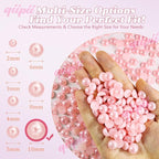 qiipii 220PCS 10mm Light Pink Round Half Round Pearls - Image 3