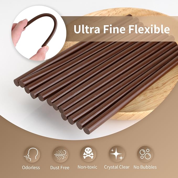 MATUFF Brown Hot Glue Sticks Mini 0.27" x 5.9 inches, Hot Melt Mini Colored - Image 3