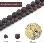 8mm Matte Red Flower Stone Bead, 15-Inch Matte Round Loose Stone Beads - Image 3