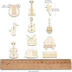 200 Pcs Unfinished Musical Instruments Wood Cutouts Music Painting Wooden Shapes - Image 2
