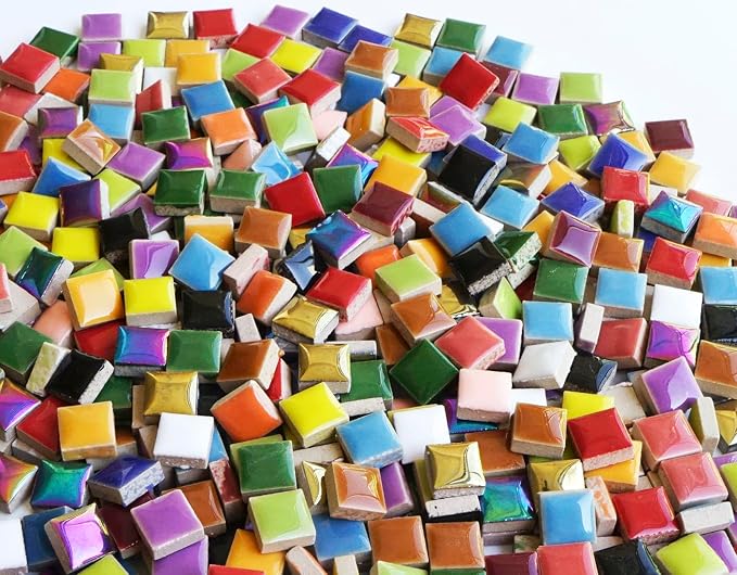 Lanyani 784 Pieces Colorful Tiny Square Ceramic Mosaic Tiles - Image 6