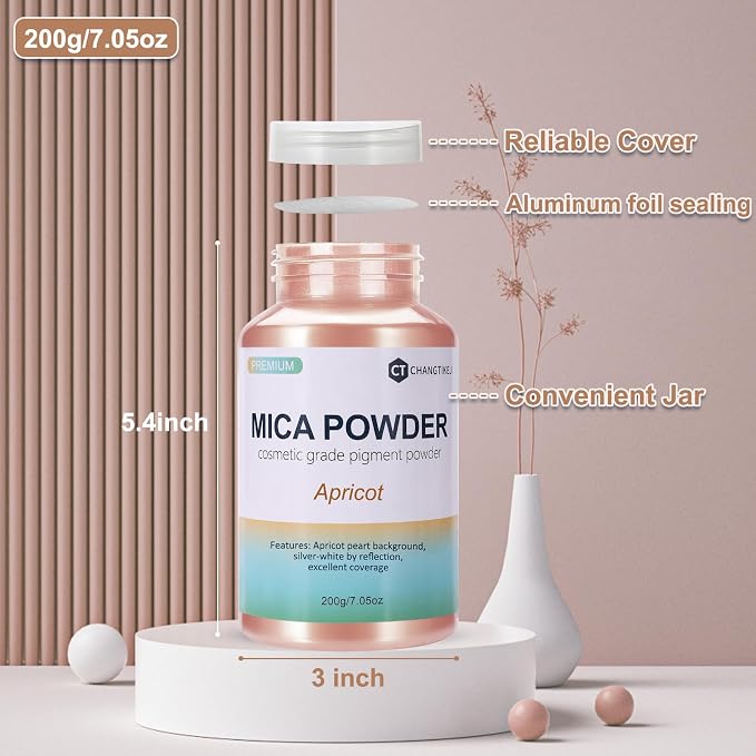 Mica Powder, 7.05OZ（200g）, Apricot Mica Powder Pigment - Image 3
