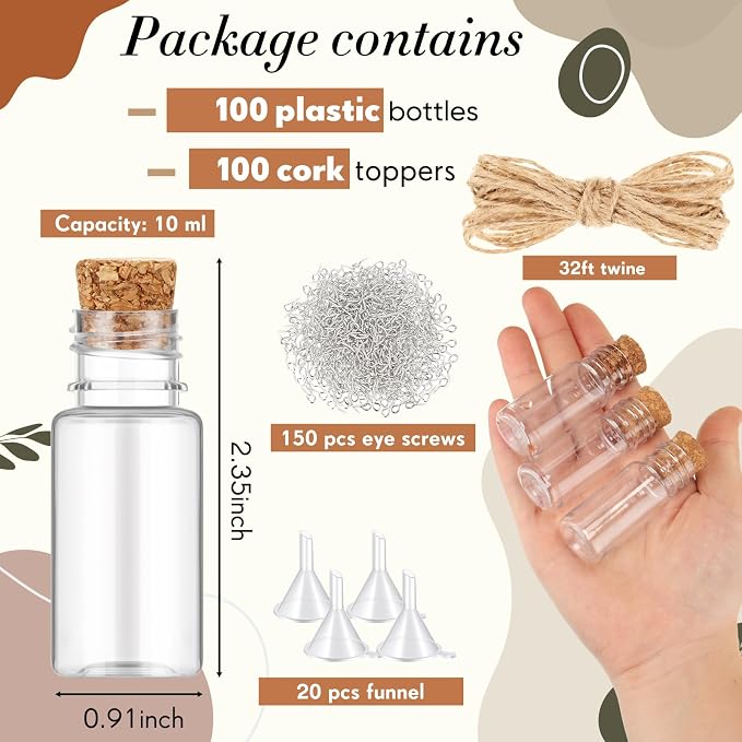 Bokon 100 Packs Mini Plastic Bottles - Image 2