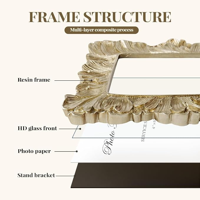 Cuspin Vintage 4x6 Picture Frame, Elegant Retro Photo Frame - Image 5