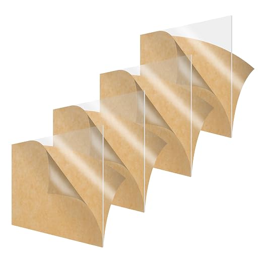SimbaLux Acrylic Sheet Clear Cast Plexiglass 12”x12” 1/8” Thick 3mm, 4 Pack | by SimbaLux