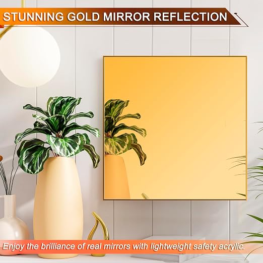 Gold Acrylic Mirror Sheet 11.8” x 11.8” x 1/8”, 2 Pack ALCCIFI Reflective - Image 3