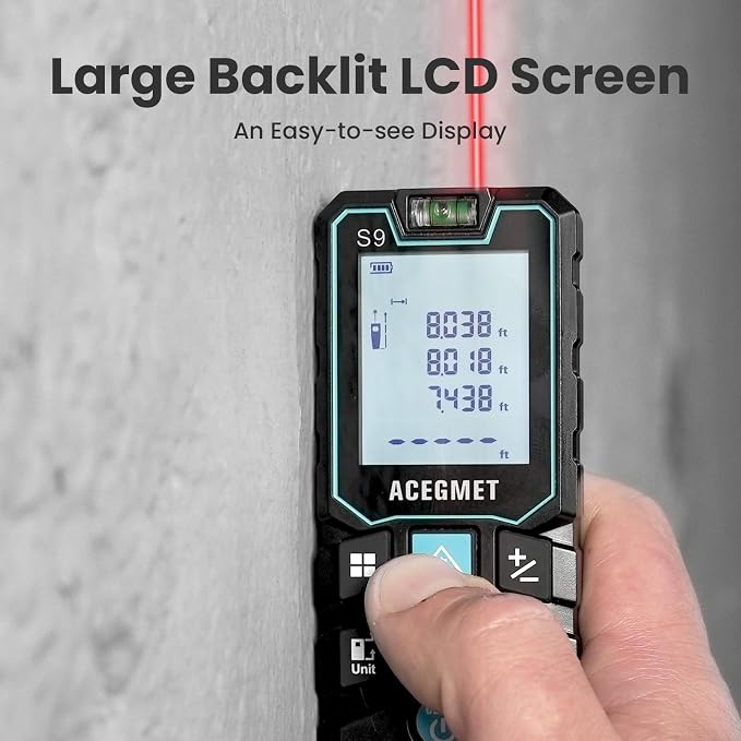 Laser Measure, ACEGMET Laser Measurement Tool Backlit LCD - Image 7