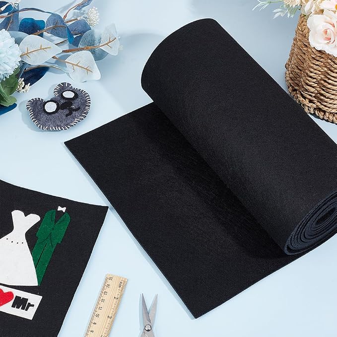 BENECREAT Black Felt Roll, 118x11.81 Inch Craft Felt Fabric Soft Fabric Sheets - Image 5