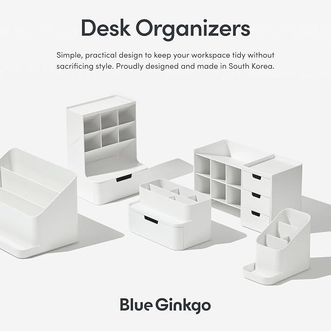 BLUE GINKGO Compact Desk Organizer – Small 5-Compartment, Half Drawer Storage – - Image 6