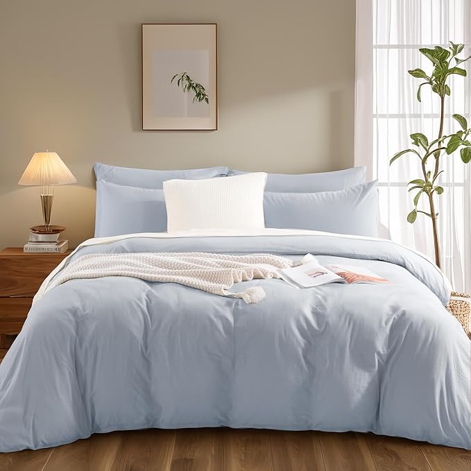 NEXHOME PRO Queen Duvet Cover Set, 100% Washed Cotton - Image 3