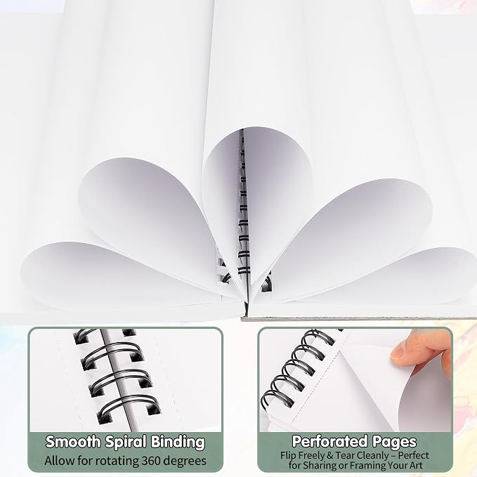 FIXSMITH 9"X12" Green Sketch Book, 400 Sheets Spiral Sketchbook, Acid Free - Image 4