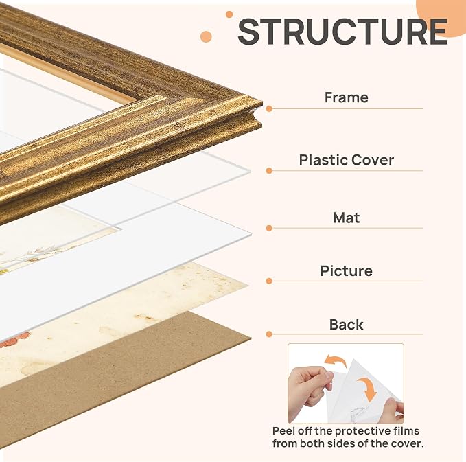 upsimples 5x7 Picture Frame, Vintage Frames Decor, Wall or Tabletop Display - Image 3