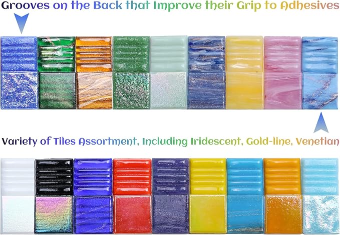 Lanyani 3/4 inch Metallic Glass Mosaic Tiles Variety Mix Color Vitreous Square - Image 2