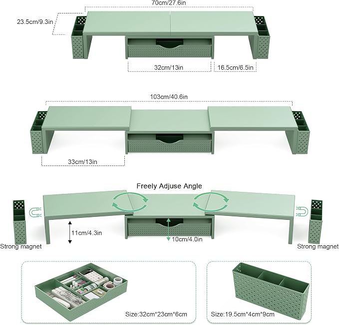 Spacrea Metal Desk Organizers and Accessories, Dual Monitor Stand Riser - Image 5