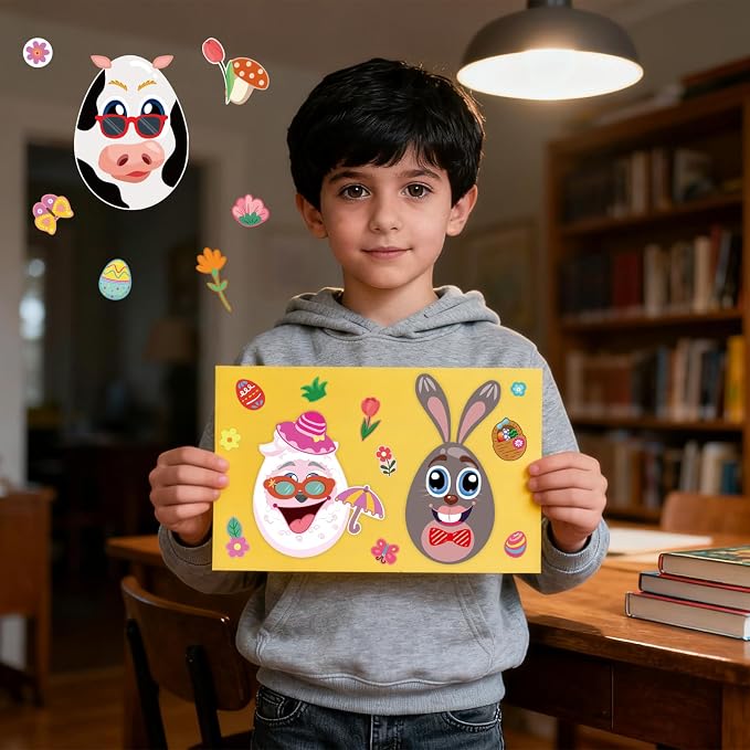 24 Sheets of Easter Stickers for Kids: 6 Unique Colorful Eggs Designs for - Image 6