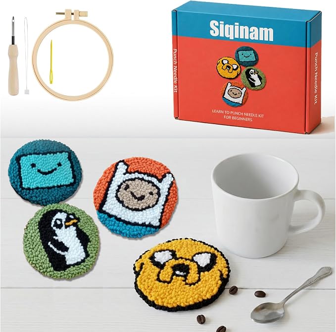 Siqinam Adventure-Time Punch Needle Kit-4 Pack Adventure Crochet Series Themed by Welcometomylittlefarm