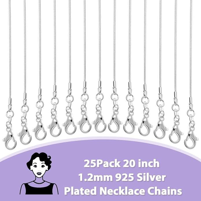 PAXCOO 25 Pack Chains for Jewelry Making, Necklace Chains Bulk Silver Plated - Image 6