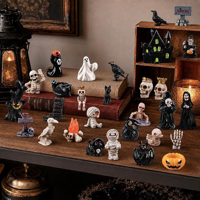 DIYDEC 60pcs Halloween Resin Miniatures Mini Resin Ghost Skull Figures to Hide - Image 5