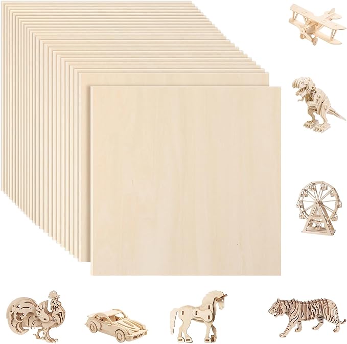 SiliFine 12x12 Inch 24 Pack Basswood Sheets by SiliFine