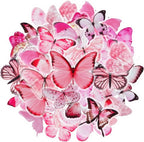 Imeepa 40Pcs Pink Butterfly Stickers Transparent Scrapbooking Stickers | PET by Imeepa