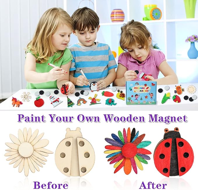 DIY Wooden Magnet 36 Art Craft Supplies Painting Kit - Image 4
