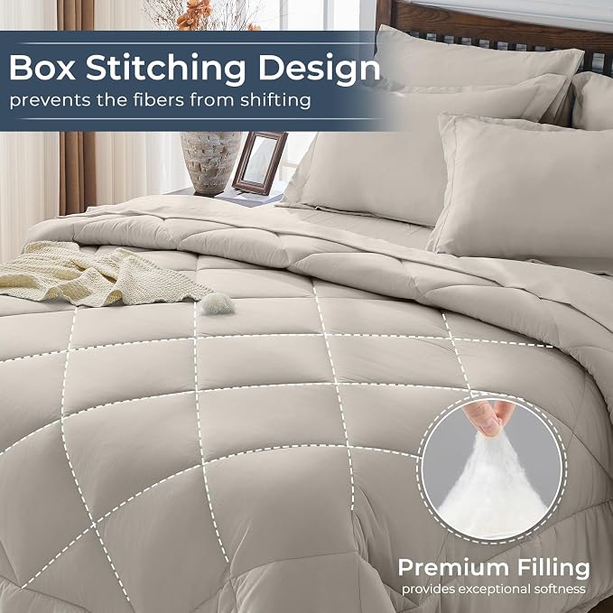 HEVUMYI Oatmeal Queen Comforter Set - Image 4
