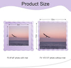 10x10 Picture Frame with Mat for 8x8, Wavy Edge Wooden Real Glass Photo Frame - Image 3