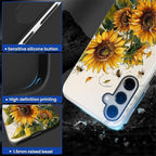for Samsung Galaxy S24 Case, Sunflowers Bees Pattern Glossy 2 in 1 Shockproof - Image 4