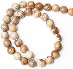 Natural Picture Jaspers Stone Beads Round Smooth Gemstones Loose Spacer Beads - Image 5