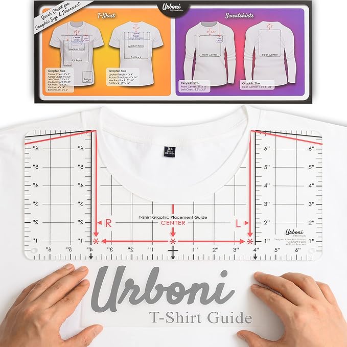 Standard Size - Tshirt Ruler Guide Vinyl Alignment, Shirt Measurement Tool by UrboniT-ShirtRulerGuide