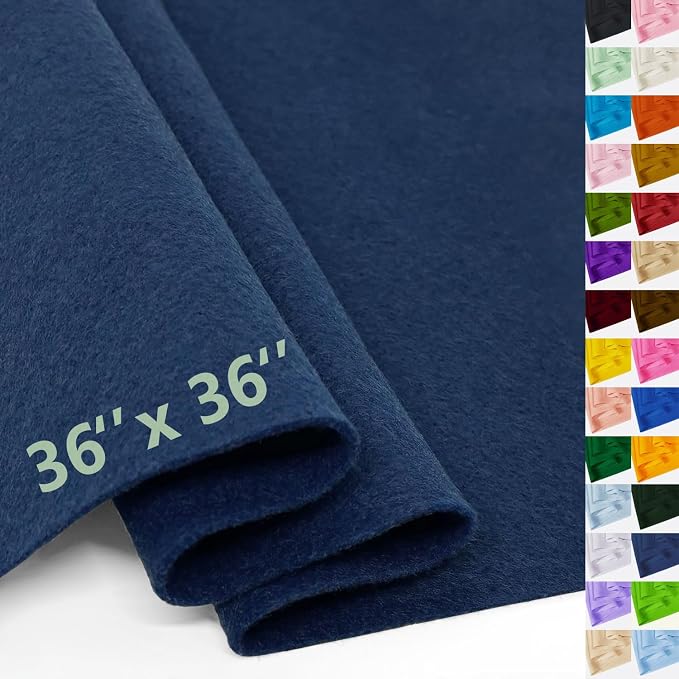 Navy Blue Felt Fabric 36" X 36", 1.6mm Thick Soft and Durable Flexible Craft by FANOMMI