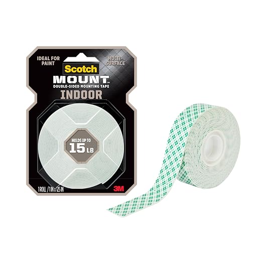 Scotch-Mount Indoor Double-Sided Mounting White Tape, 1 in x 125 in, Features by Unknown