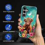for Samsung Galaxy S25 FE Case, Highland Cow Flower Pattern Glossy 2 in 1 - Image 5