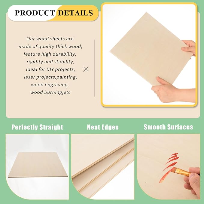 12 Pack 12 x 12 x 1/4 Inch-6mm Thick Basswood Sheets - Image 4