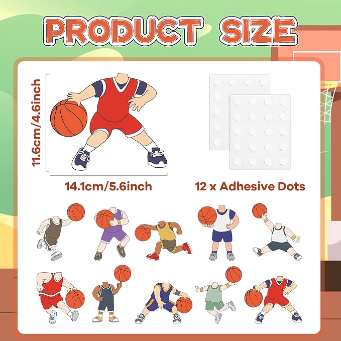 OBUSATT 60 Pcs Basketball Player Theme Cutouts Basketball Bulletin Board - Image 2