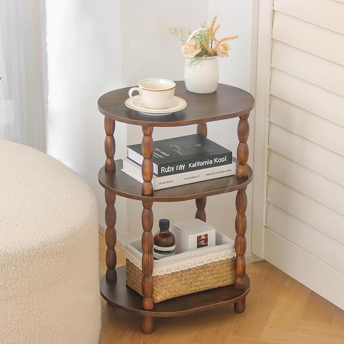 MaxSmeo Side Table, 3-Tier Small End Table, Modern Oval Night Stand Accent Table - Image 2