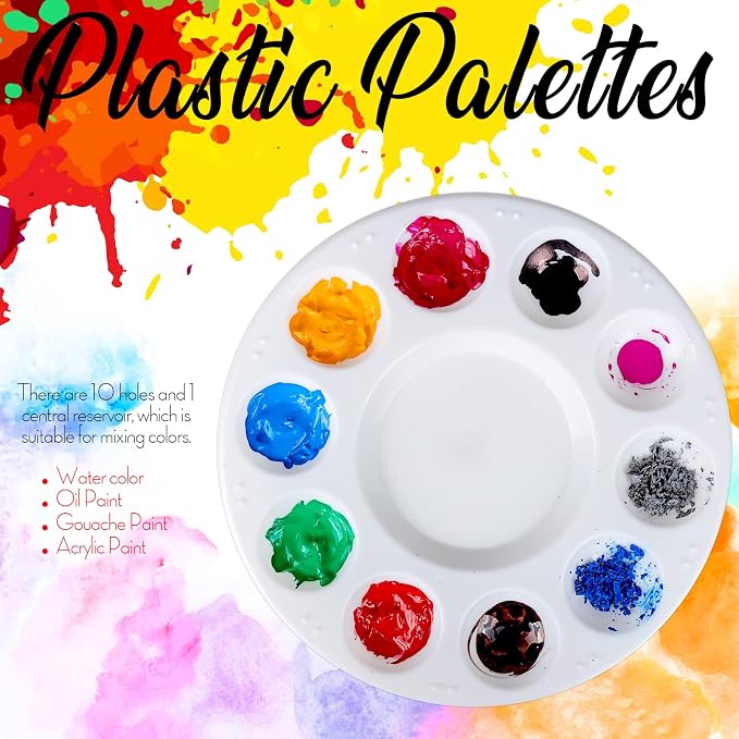FANDAMEI 20 PCS Round Plastic Paint Tray Palettes, Paint Palette Tray, Painting - Image 3