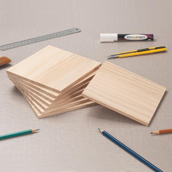 Wooden Blocks for Crafts, 6″ X 6″ Wood Blocks Squares for Crafts1/4″ Thick - Image 2