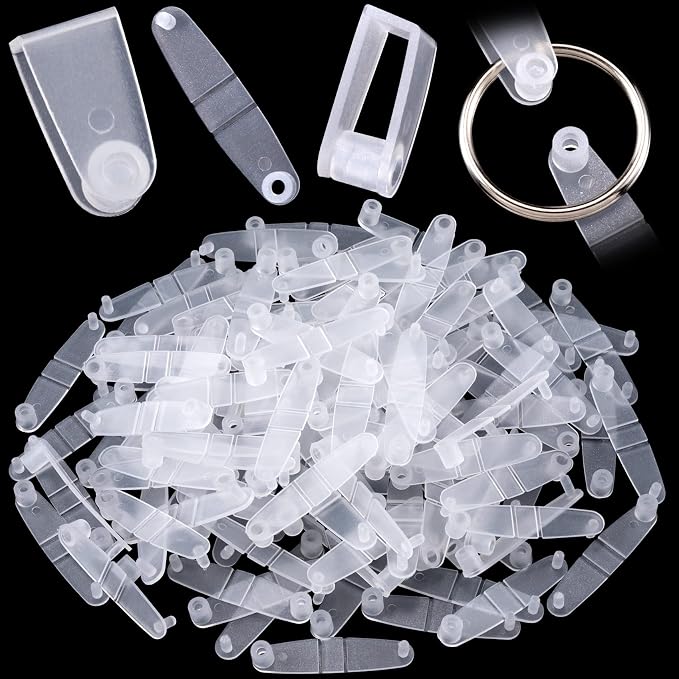 OIIKI 100Pcs Plastic Keychain Clips, Acrylic Keychain Connector Snap Tabs | by OIIKI