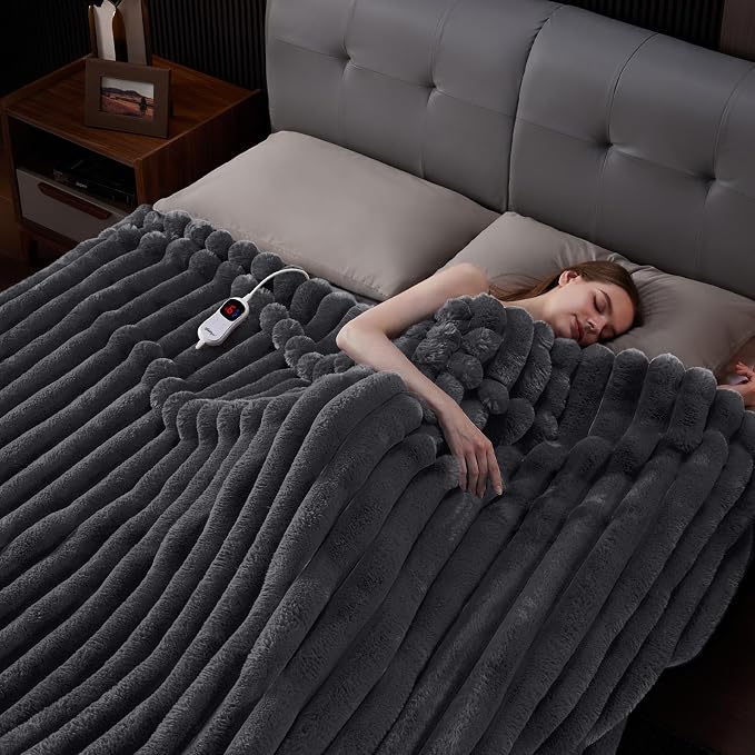 Heated Throw Blanket, Faux Fur Cozy Heating Blanket - Image 6