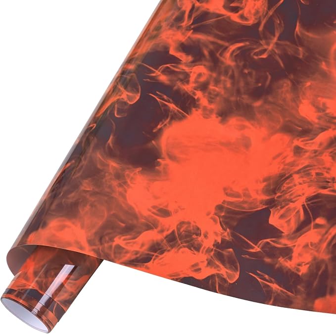 Tintnut Red Black Flame Heat Transfer Vinyl Roll, stretch washable, compatible by Tintnut
