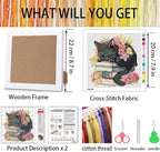 Black Cat Cross Stitch Kits For Beginner, Flowers Stamped Cross Stitch Kits - Image 3